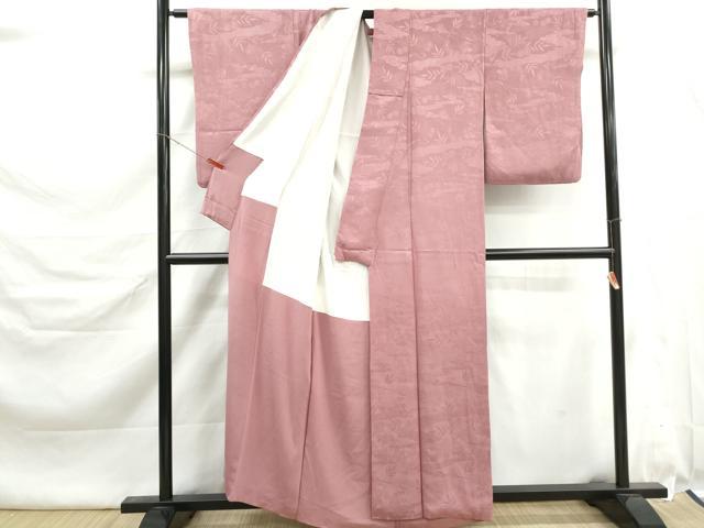 平和屋着物■上質な色無地 立波花地紋 退紅色 正絹 逸品 DABK6407qa