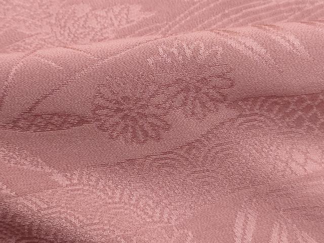 平和屋着物■上質な色無地 立波花地紋 退紅色 正絹 逸品 DABK6407qa
