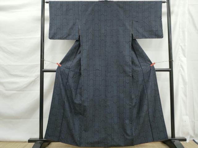 平和屋着物■結城紬 80亀甲 幾何学文 正絹 逸品 DABK6415qa
