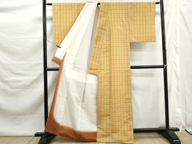平和屋着物■本場縞大島紬 格子文 正絹 逸品 DABK6423qa
