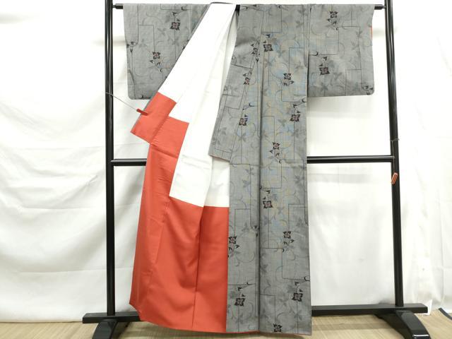 平和屋着物■本場大島紬 9マルキ 花唐草文 正絹 逸品 DABK6435qa