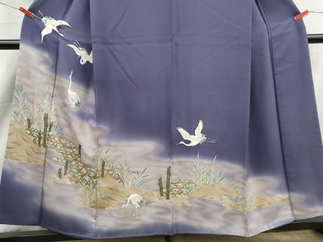 平和屋着物■豪華色留袖 駒刺繍 飛鶴風景文 暈し染め 金彩 正絹 逸品 DABK6436qa