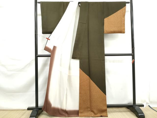 平和屋着物■訪問着 格子文 正絹 逸品 DABK6438qa