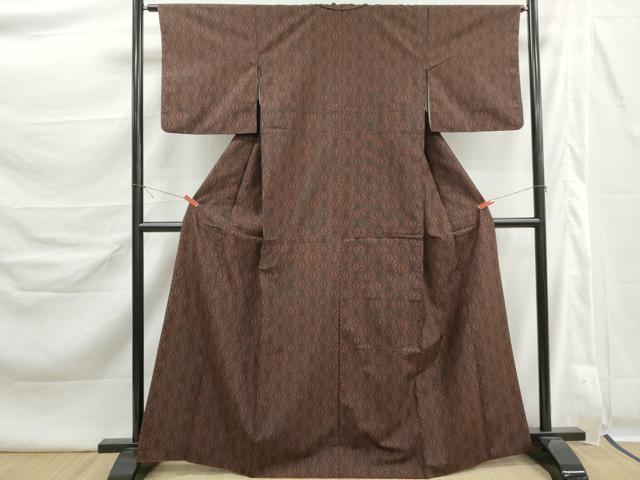 平和屋着物■上質な紬 9マルキ 麻の葉文 正絹 逸品 DABK6440qa
