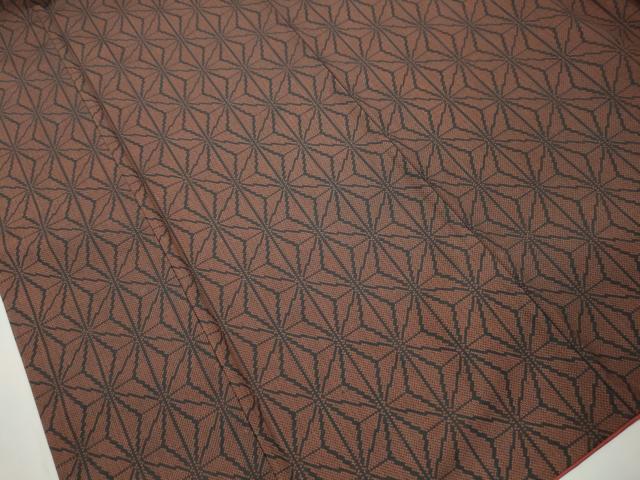 平和屋着物■上質な紬 9マルキ 麻の葉文 正絹 逸品 DABK6440qa