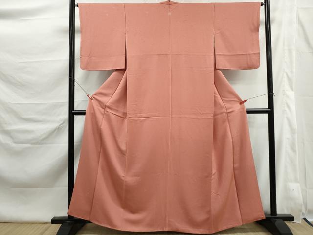 平和屋着物■上質な色無地 笹花地紋 薄紅色 正絹 逸品 DABK6445qa