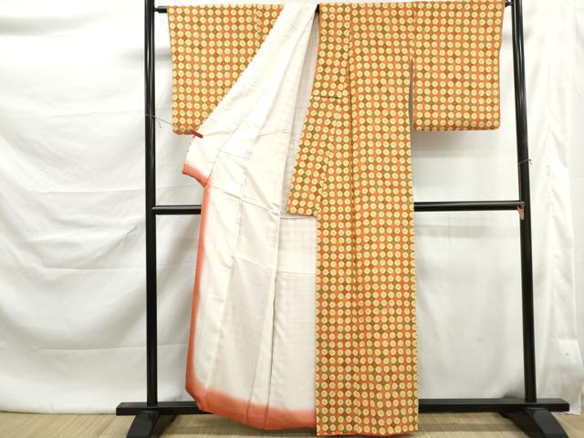 平和屋着物■上質な小紋 格子花文 正絹 逸品 DABK6458qa