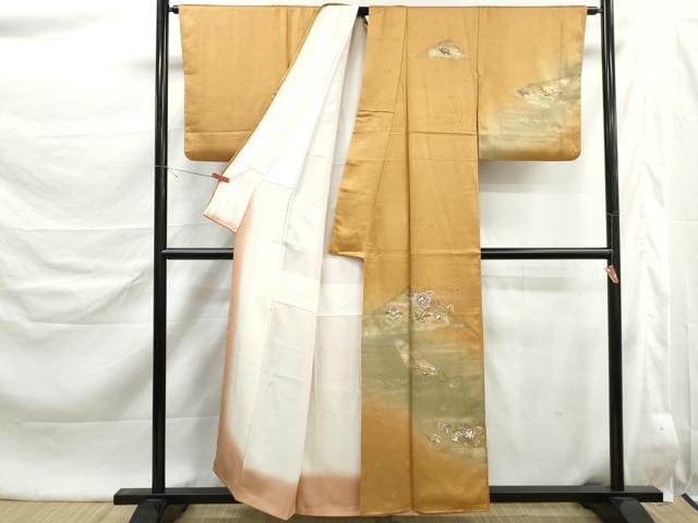平和屋着物■訪問着 刺繍 草花文 暈し染め 金彩 正絹 逸品 DABK6459qa