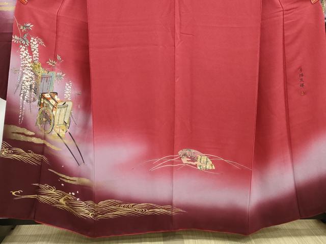 平和屋着物■豪華振袖 作家物 手描友禅 立波御所車花文 暈し染め 金彩 正絹 逸品 DABK6460qa
