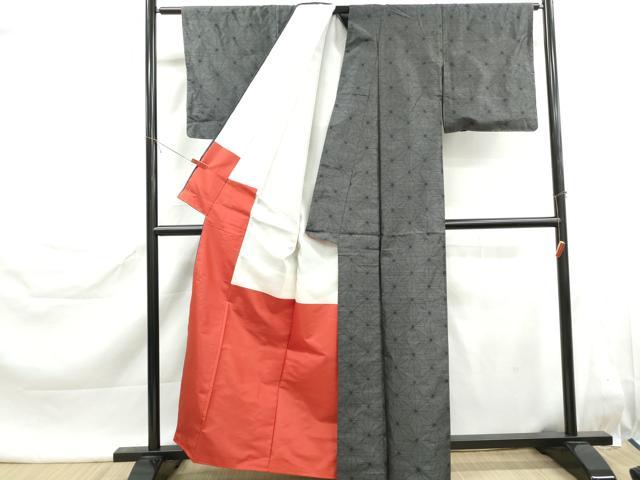 平和屋着物■本場大島紬 麻の葉文 正絹 逸品 DABK6464qa