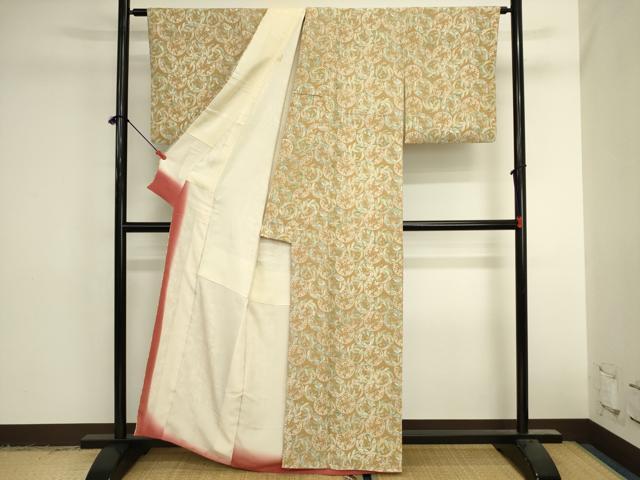平和屋着物■上質な小紋 草花丸文 正絹 逸品 DABK6525ya