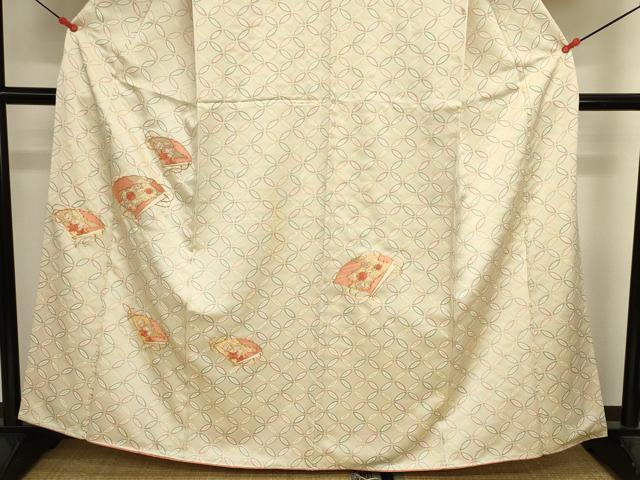 平和屋着物■訪問着 駒刺繍 扇面七宝花文 正絹 逸品 DABK6536ya
