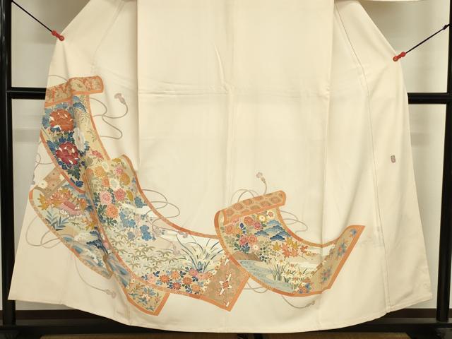 平和屋着物■豪華色留袖 友禅 作家物 絵巻風景花松文 正絹 逸品 DABK6552ya