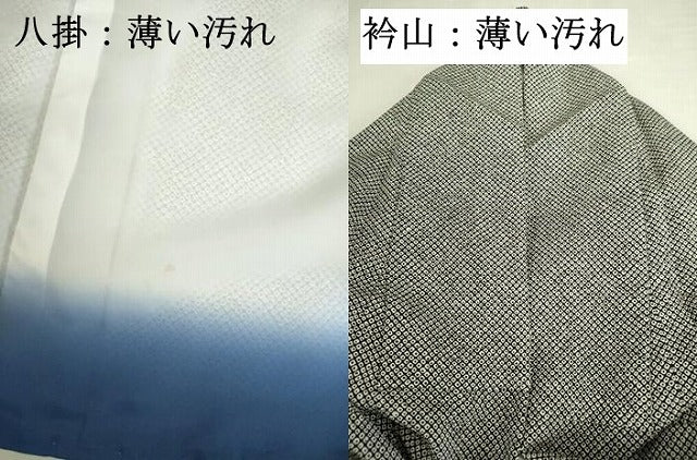 平和屋着物■小紋 鹿の子文 黒地 洗える着物 DABK6556ya