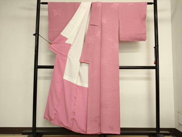 平和屋着物■上質な色無地 立波地紋 桃色 正絹 逸品 DABK6569ya