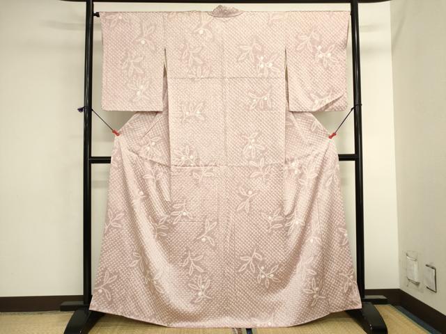 平和屋着物■上質な小紋 総絞り 枝葉文 正絹 逸品 DABK6573ya