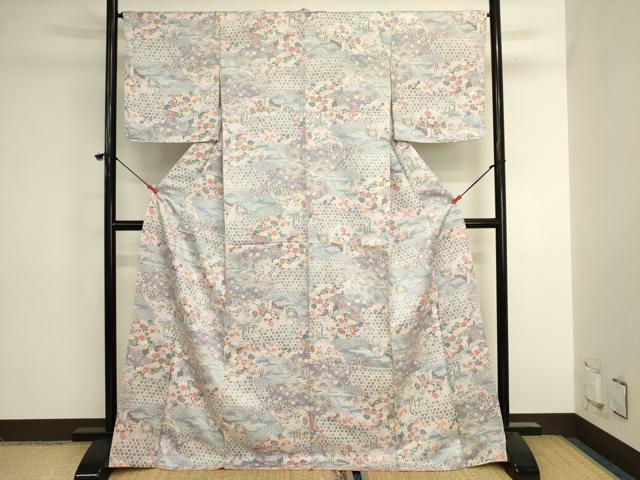 平和屋着物■上質な小紋 雲取り吉祥花文 金彩 正絹 逸品 未使用 DABK6578ya