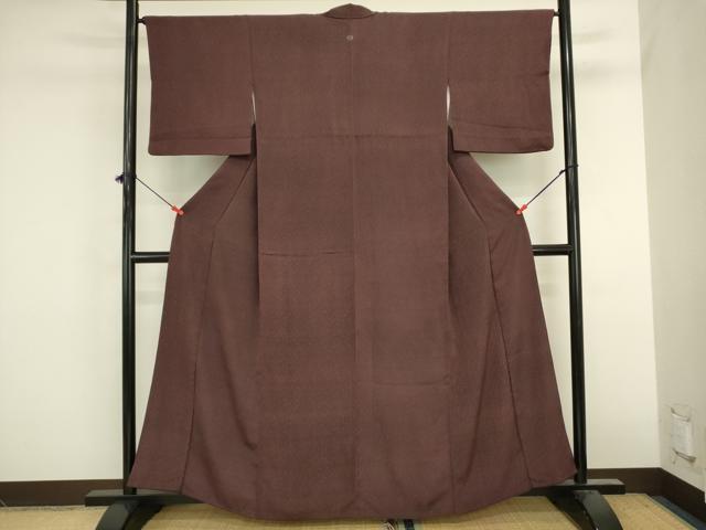 平和屋着物■上質な色無地 文字地紋 紫鳶色 正絹 逸品 DABK6603ya