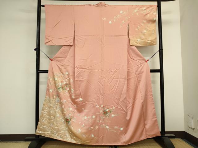 平和屋着物■訪問着 花籠文 暈し染め 金銀彩 正絹 逸品 DABK6613ya