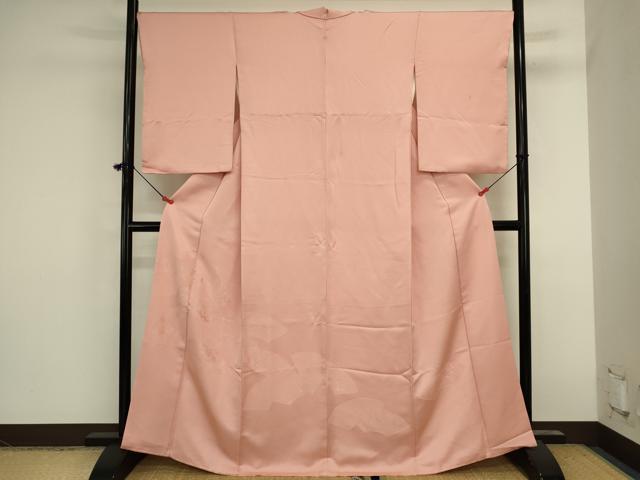 平和屋着物■豪華色留袖 地紙花地紋 珊瑚色 正絹 逸品 DABK6622ya