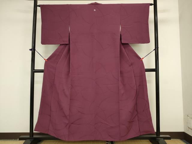 平和屋着物■上質な色無地 芝地紋 暗紅色 正絹 逸品 DABK6632ya