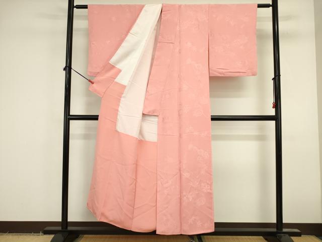 平和屋着物■上質な色無地 草花地紋 桃色 正絹 逸品 DABK6635ya
