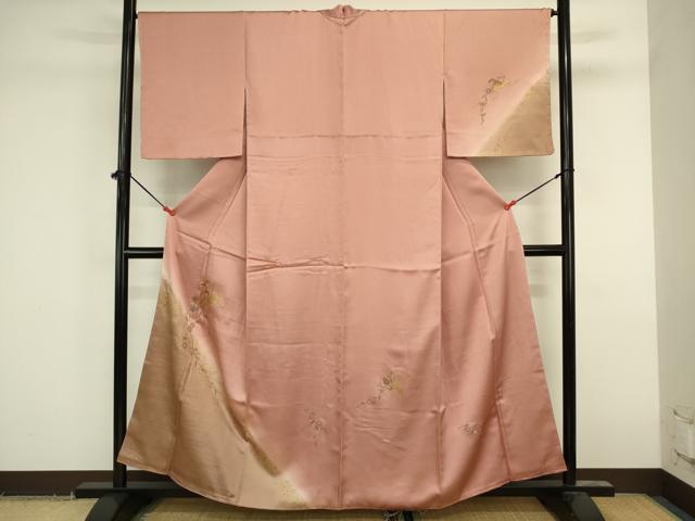 平和屋着物■訪問着 駒刺繍 草花松文 暈し染め 金彩 正絹 逸品 DABK6637ya