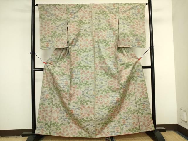 平和屋着物■本場大島紬 7マルキ 流水笹の葉楓文 正絹 逸品 未使用 DABK6657ya