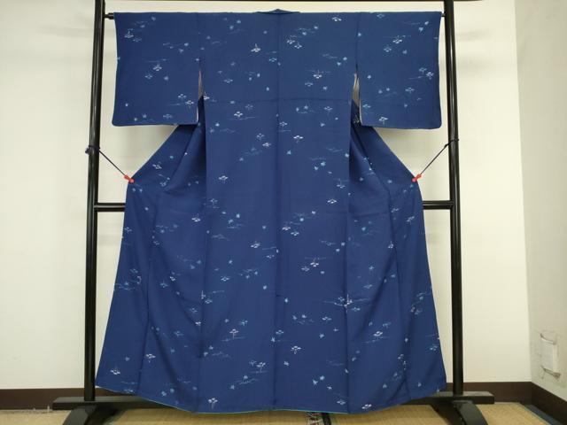 平和屋着物■上質な小紋 手描き 露芝草葉文 正絹 逸品 DABK6663ya