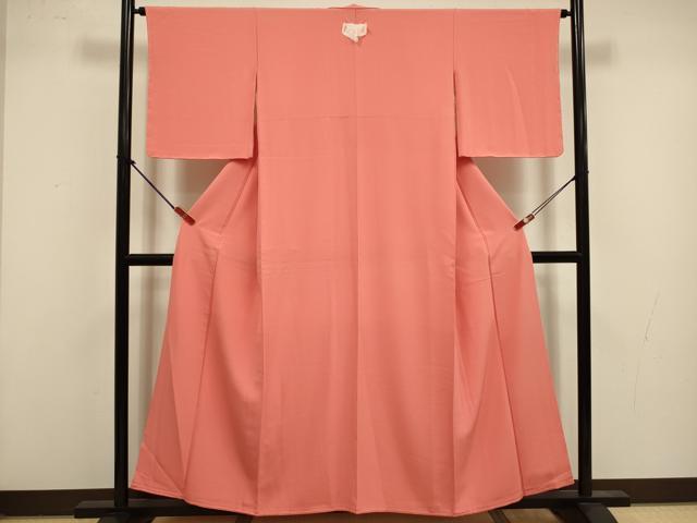 平和屋着物■上質な色無地 鉛丹色 正絹 逸品 未使用 DABK6669ya