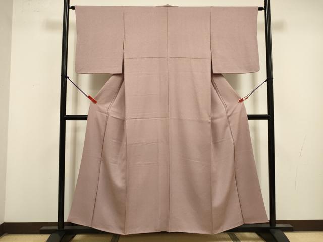平和屋着物■上質な色無地 霞地紋 銀煤竹色 正絹 逸品 DABK6674ya