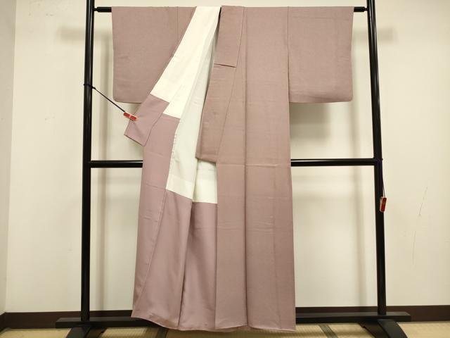 平和屋着物■上質な色無地 霞地紋 銀煤竹色 正絹 逸品 DABK6674ya