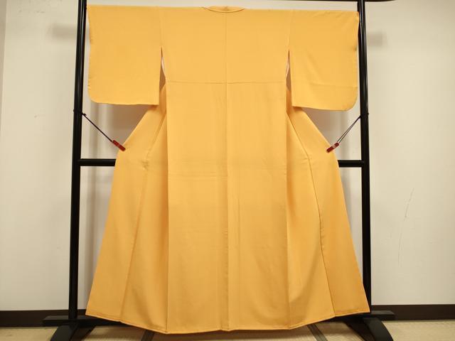 平和屋着物■上質な色無地 柑子色 正絹 逸品 DABK6676ya
