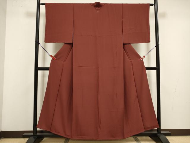 平和屋着物■上質な色無地 栗皮茶色 正絹 逸品 DABK6690ya