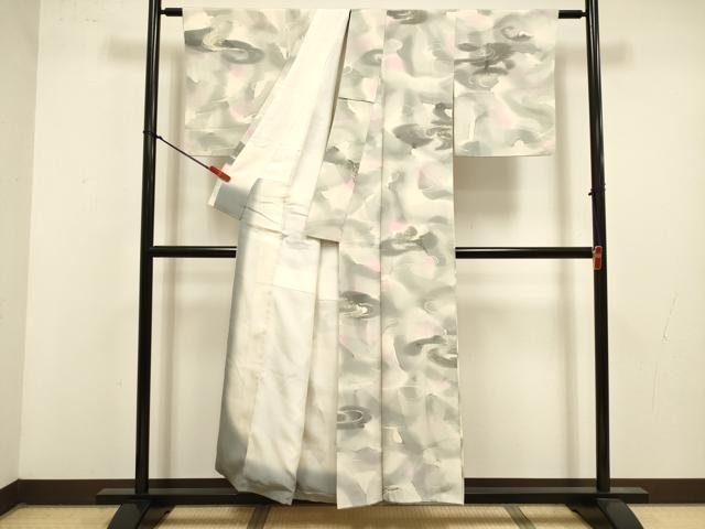 平和屋着物■上質な小紋 手描き 流水文 暈し染め 正絹 逸品 DABK6702ya