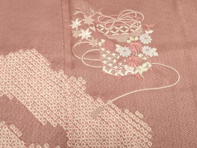 平和屋着物■訪問着 絞り 刺繍 貝桶花文 正絹 逸品 未使用 DABK6707ya