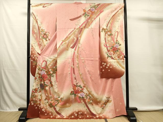 平和屋着物■豪華振袖 鬘帯花文 暈し染め 金彩 正絹 逸品 DABK6713ya