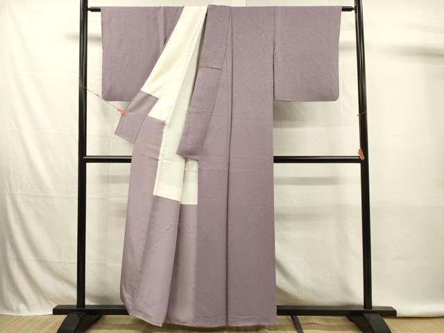 平和屋着物■上質な色無地 霞地紋 鳩羽色 正絹 逸品 DABK6714ya