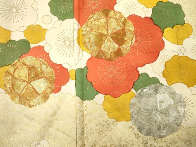 平和屋着物■豪華振袖 駒刺繍 舞梅文 金彩 正絹 逸品 DABK6719ya