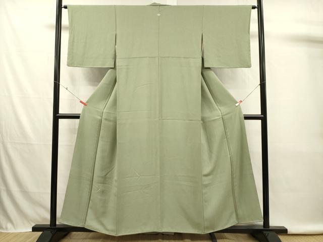 平和屋着物■上質な色無地 山葵色 正絹 逸品 DABK6720ya
