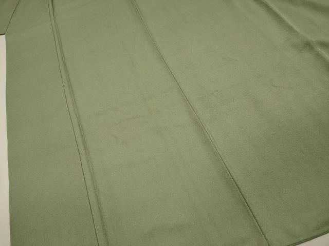 平和屋着物■上質な色無地 山葵色 正絹 逸品 DABK6720ya