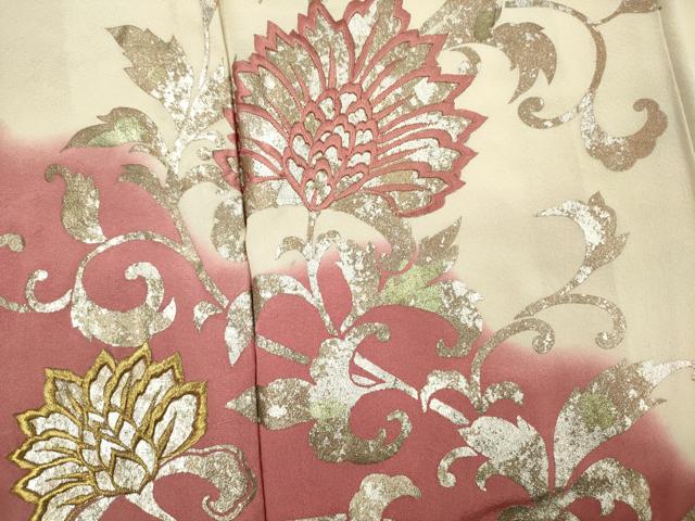 平和屋着物■訪問着 刺繍 更紗花唐草文 暈し染め 金銀彩 正絹 逸品 DABK6724ya