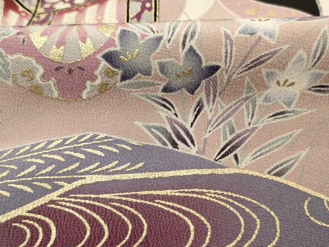 平和屋着物■豪華黒留袖 駒刺繍 御所車飛鶴花文 金彩 正絹 逸品 DABK6731ya