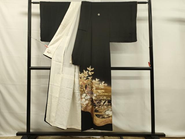 平和屋着物■豪華黒留袖 駒刺繍 竹取物語 泰常 暈し染め 金銀彩 やまと誂製 正絹 逸品 DABK6741ya