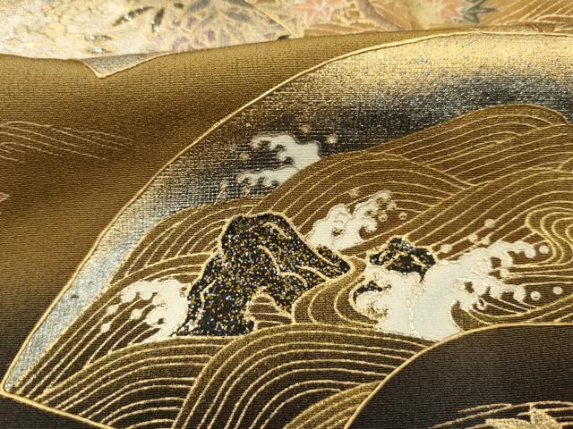 平和屋着物■豪華黒留袖 駒刺繍 竹取物語 泰常 暈し染め 金銀彩 やまと誂製 正絹 逸品 DABK6741ya