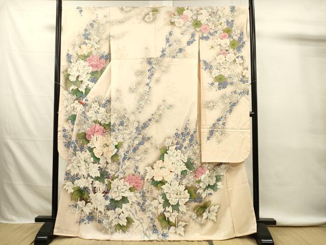 平和屋着物■豪華振袖 刺繍 草花文 牡丹 暈し染め 金銀彩 正絹 逸品 DABK6745ya