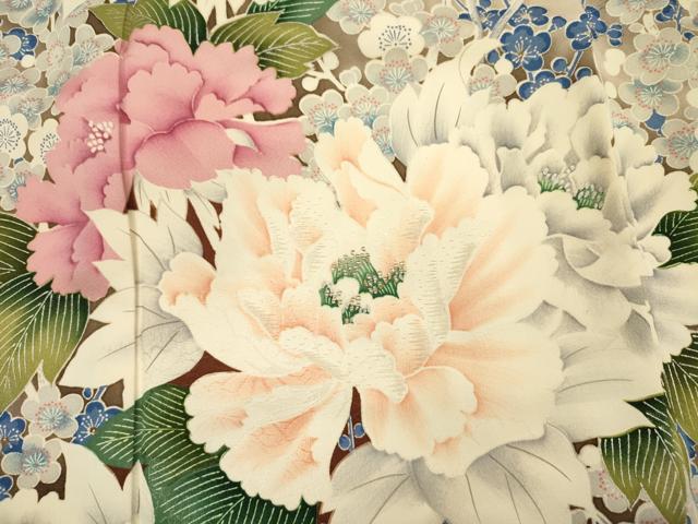 平和屋着物■豪華振袖 刺繍 草花文 牡丹 暈し染め 金銀彩 正絹 逸品 DABK6745ya