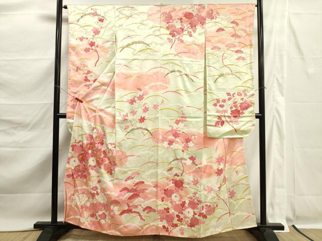 平和屋着物■豪華振袖 駒刺繍 草花文 暈し染め 金彩 正絹 逸品 DABK6777ya