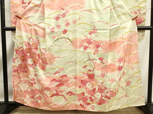 平和屋着物■豪華振袖 駒刺繍 草花文 暈し染め 金彩 正絹 逸品 DABK6777ya