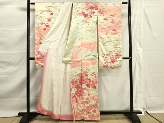 平和屋着物■豪華振袖 駒刺繍 草花文 暈し染め 金彩 正絹 逸品 DABK6777ya